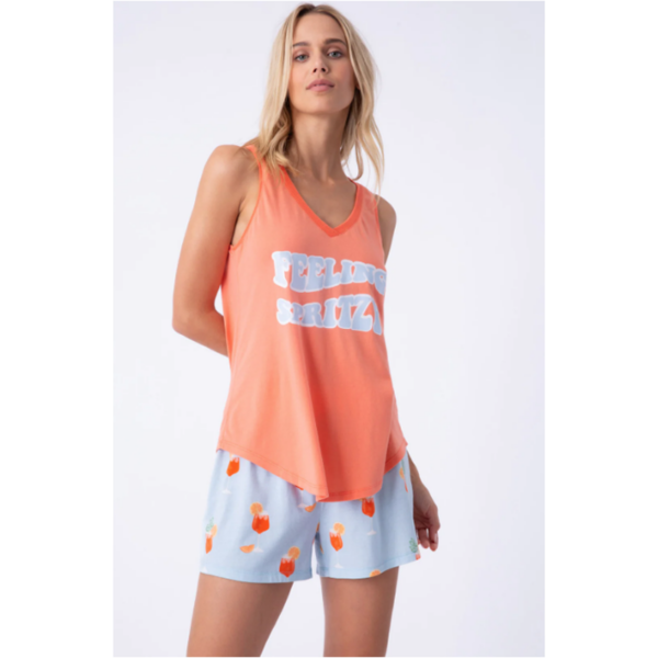 PJ Salvage - Spritzy Tank and Short Set - Blue and Orange