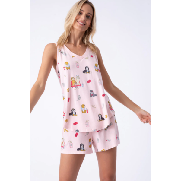 PJ Salvage - Playful Print Set - Pink Pet Movie