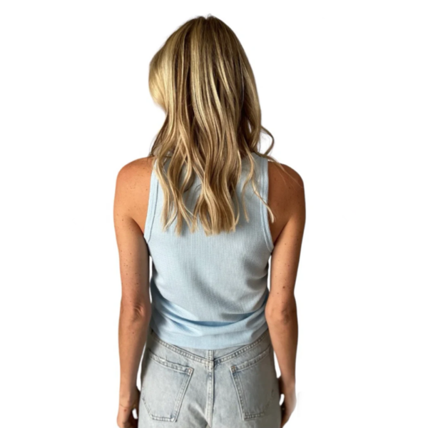 Six Fifty - Ribbed Rouched Tank - Light Blue