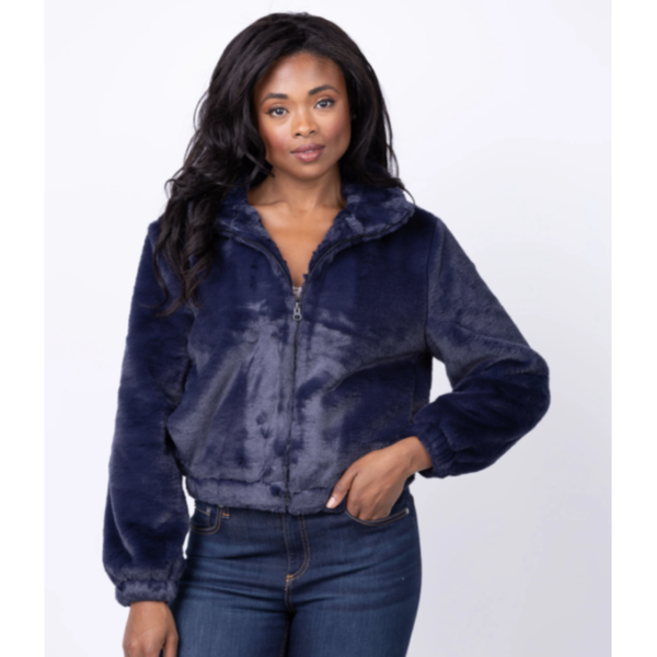 J Society - Fur Zip Up - Navy